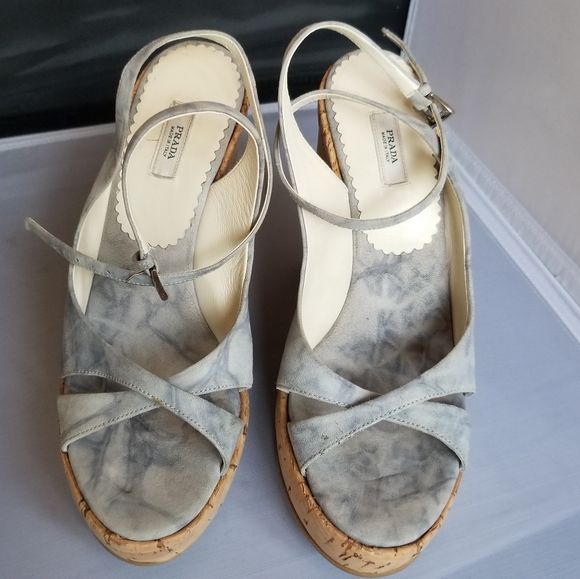 Prada wedge cork heel sandals - Picture 3 of 7